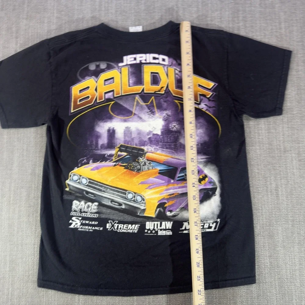 Jerico Balduf Batman Shirt Youth Medium Black Race Car Racing Graphic Tee Gildan